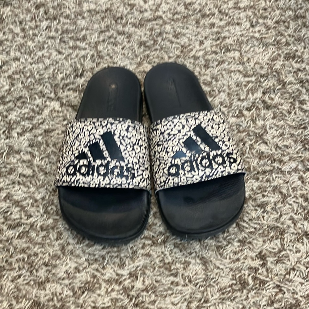 adidas Black and White Sandals with Speckled Strap